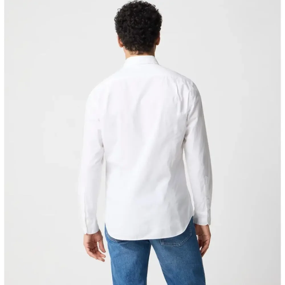 J.Crew Flex Washed Slim Untucked Casual Shirt XL White Button Up Long Sleeve
